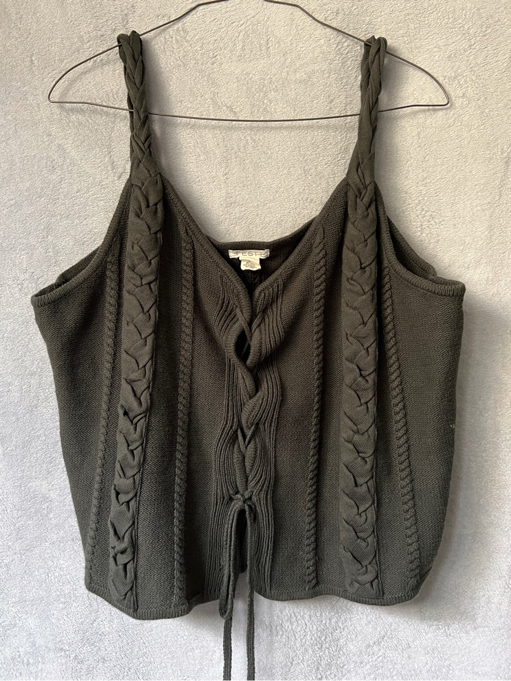 torrid FESTI Braided Sweater Tank in Peat